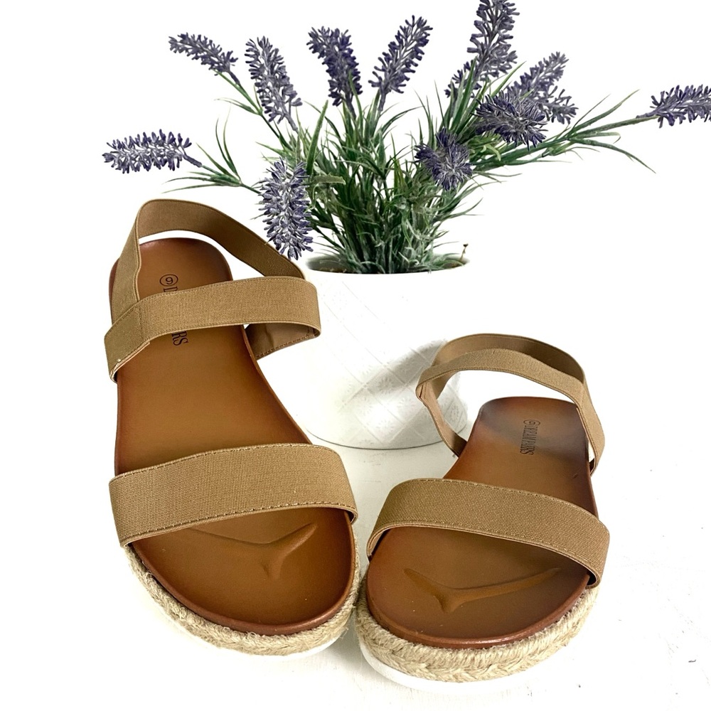 Dream Paris Women's Sandals Tan Size 9 Stretch Ankle Strap
